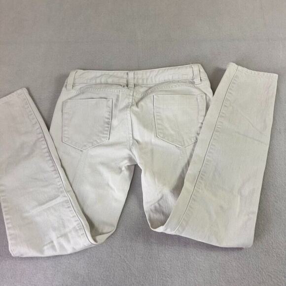 Tory Burch Jeans Womens 26 White Denim Super Skinny Back Hem Zip * Flaw - Picture 4 of 12